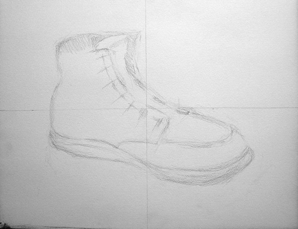 靴-鉛筆デッサン描き方・制作過程2