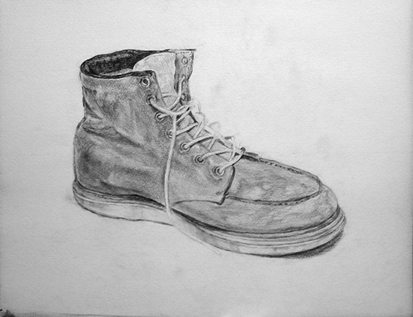 靴-鉛筆デッサン描き方・制作過程8