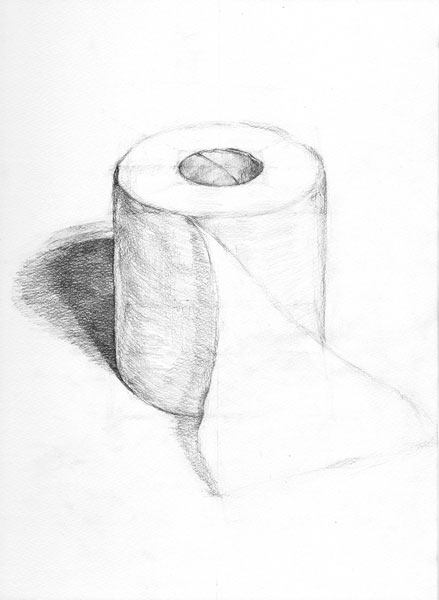 トイレットペーパー-鉛筆デッサン描き方・制作過程6