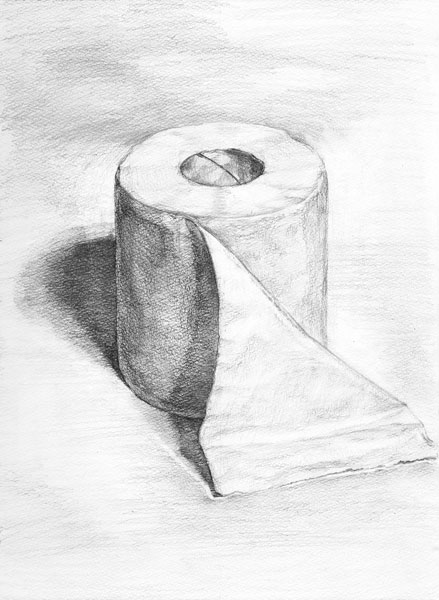 トイレットペーパー-鉛筆デッサン描き方・制作過程11