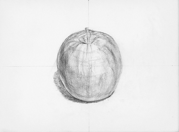 りんごの鉛筆デッサン制作過程4