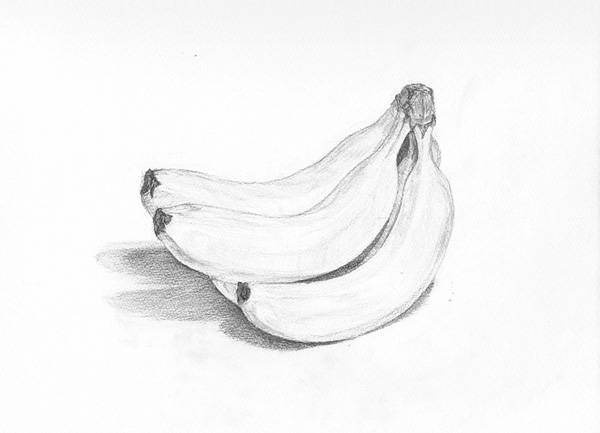 バナナの鉛筆デッサン制作過程4
