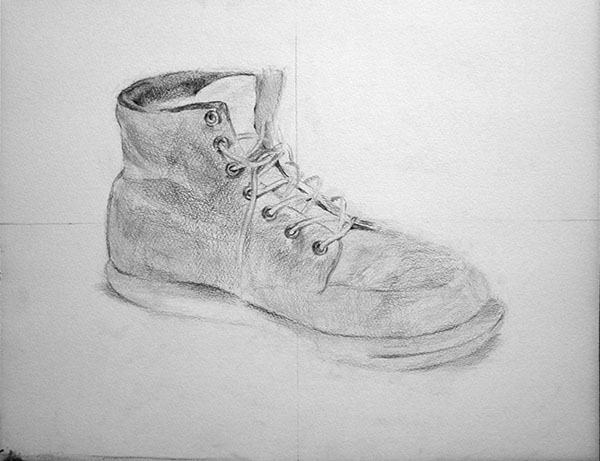 靴-鉛筆デッサン描き方・制作過程4