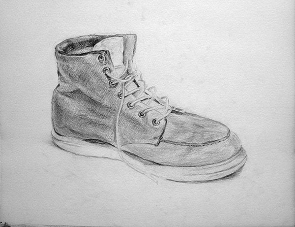 靴-鉛筆デッサン描き方・制作過程6