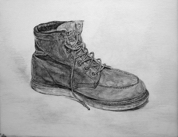 靴-鉛筆デッサン描き方・制作過程11