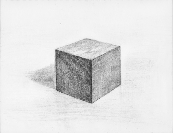 立方体の鉛筆デッサン制作過程4