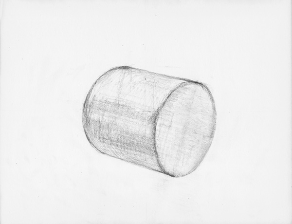 円柱の鉛筆デッサン制作過程1