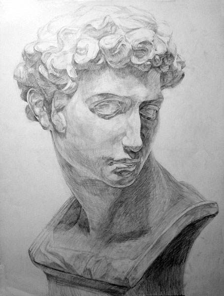 石膏像の鉛筆デッサン描き方過程8