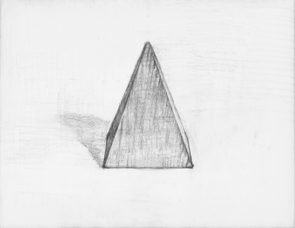 四角錐の鉛筆デッサン制作過程2