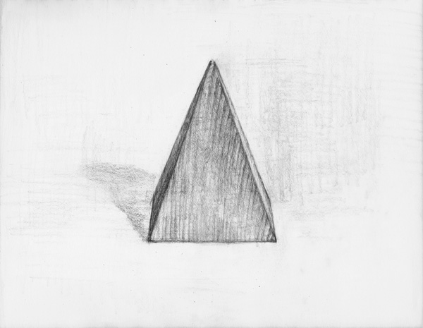 四角錐の鉛筆デッサン制作過程3