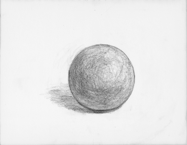 球体の鉛筆デッサン制作過程1