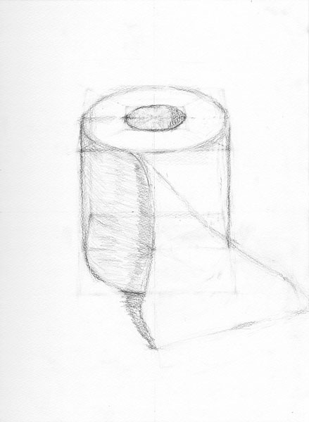 トイレットペーパーの鉛筆デッサン描き方過程4