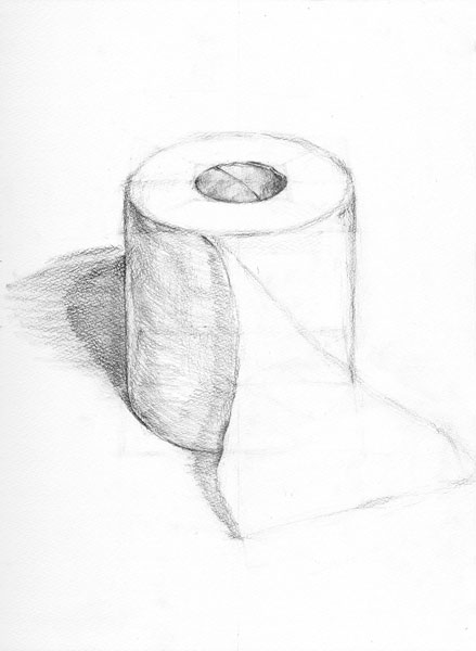 トイレットペーパーの鉛筆デッサン描き方過程5