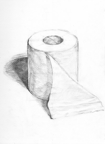 トイレットペーパー-鉛筆デッサン描き方・制作過程7