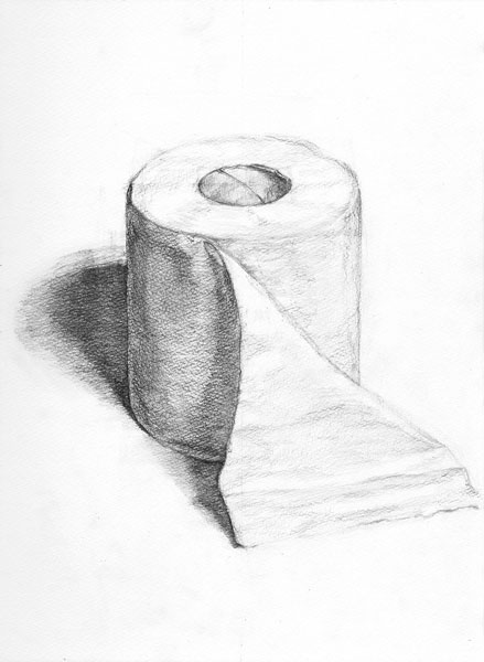 トイレットペーパー-鉛筆デッサン描き方・制作過程8