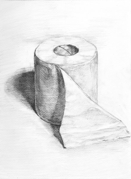 トイレットペーパーの鉛筆デッサン描き方過程10