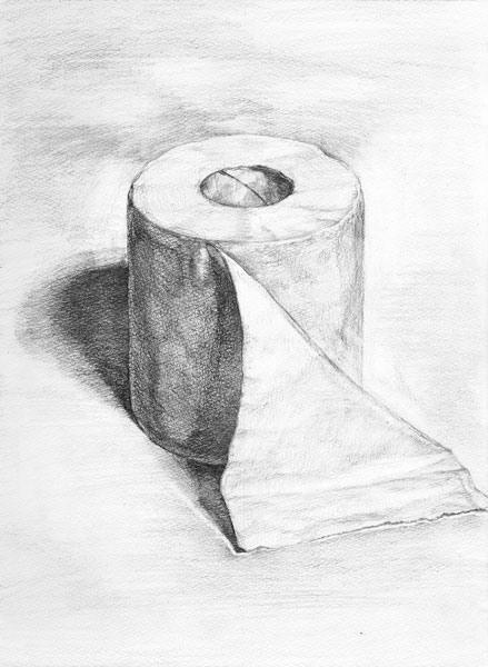 トイレットペーパーの鉛筆デッサン描き方過程12