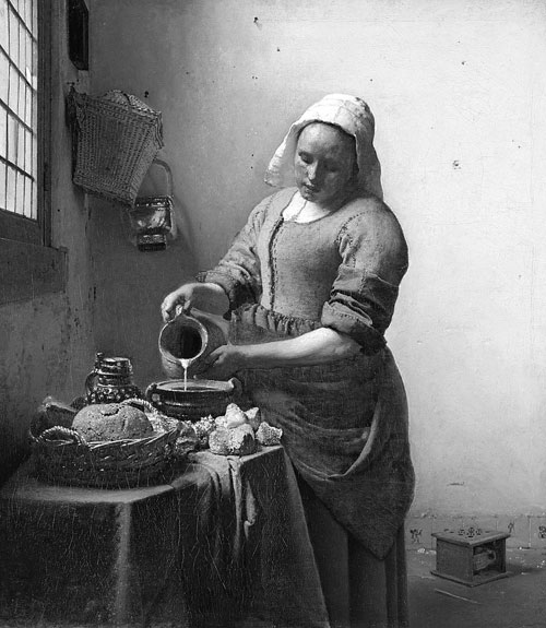 フェルメール『牛乳を注ぐ女』-明度のコントラストと絵画