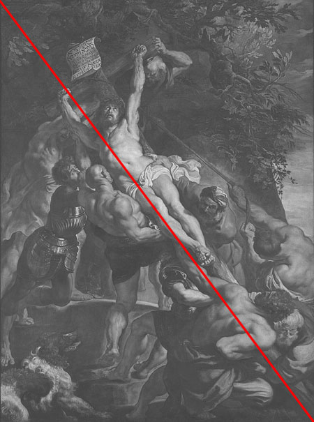 ルーベンス『キリスト昇架』の対角線の構図