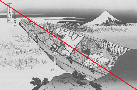 葛飾北斎『常州牛堀』の対角線の構図