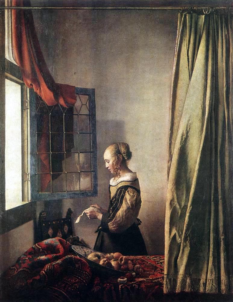 ヨハネス・フェルメール《窓辺で手紙を読む女》（修復前）1657-1659年頃